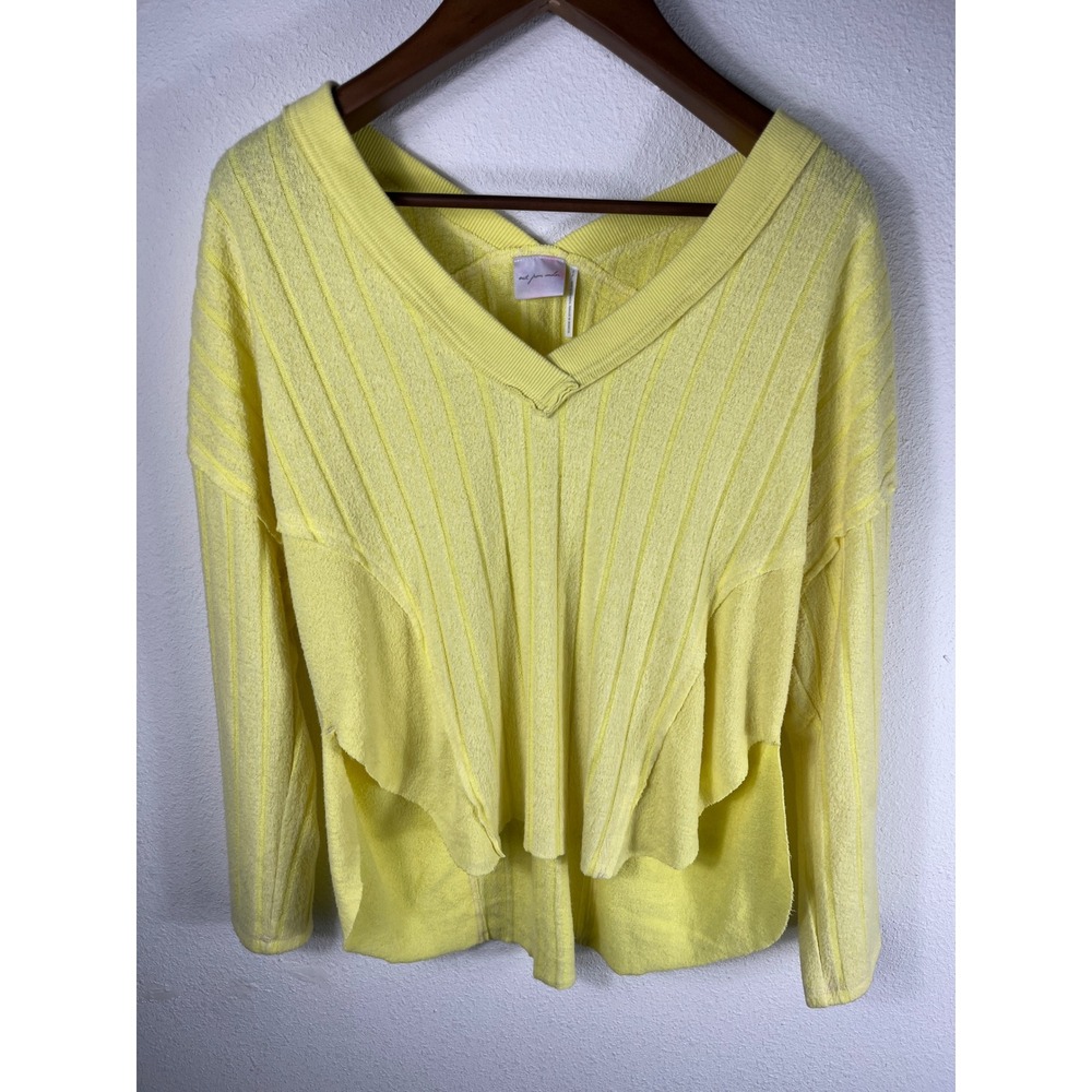 Out From Under Urban Outfitters Yellow Ribbed V-Neck Lounge Top OB1395713 Small